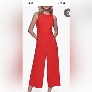 Red Sleeveless Jumpsuit by Karl Lagerfeld